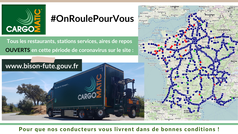 Cargomatic communique le lien Bison Fute avec lieux pour se restaurer