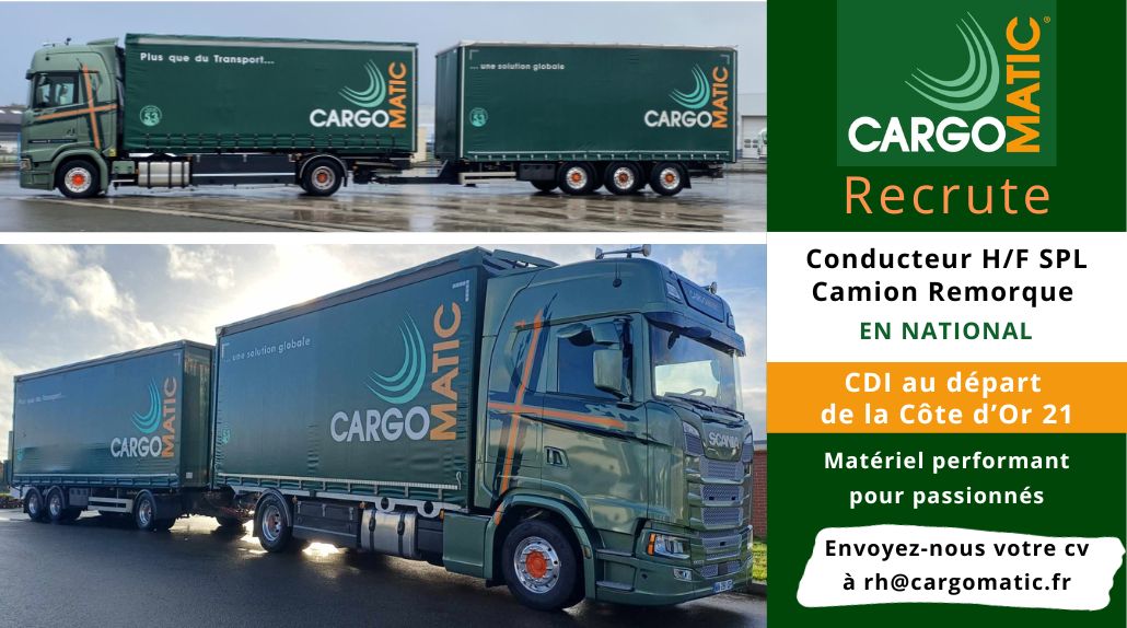 Nous recrutons un conducteur H/F SPL Camion Remorque au départ du 21
