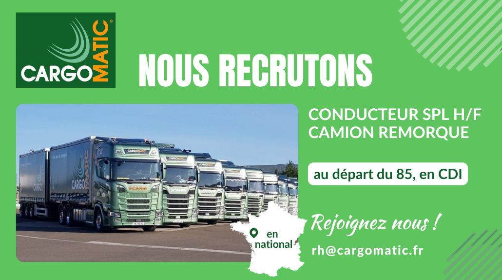Offre emploi conducteur camion remorque au départ du 85
